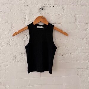 Oak and Fort Black Knit Cropped Top